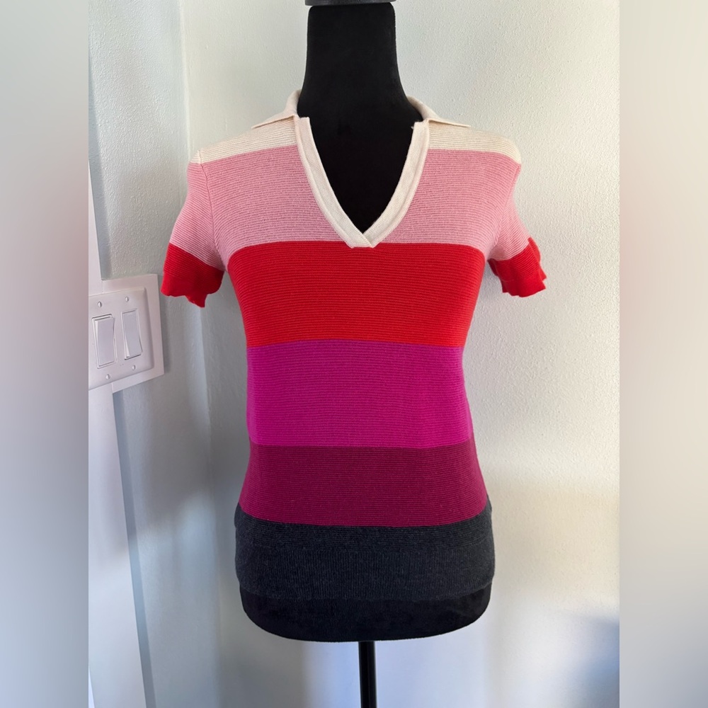 G/FORE golf polo sweater size XS purple pink red stripe EUC